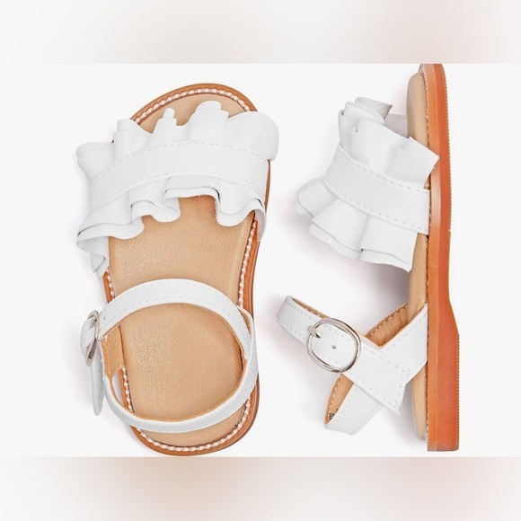 KOLAN ~ Baby/ Toddler White Ruffle Sandals Size 8 - Picture 3 of 15